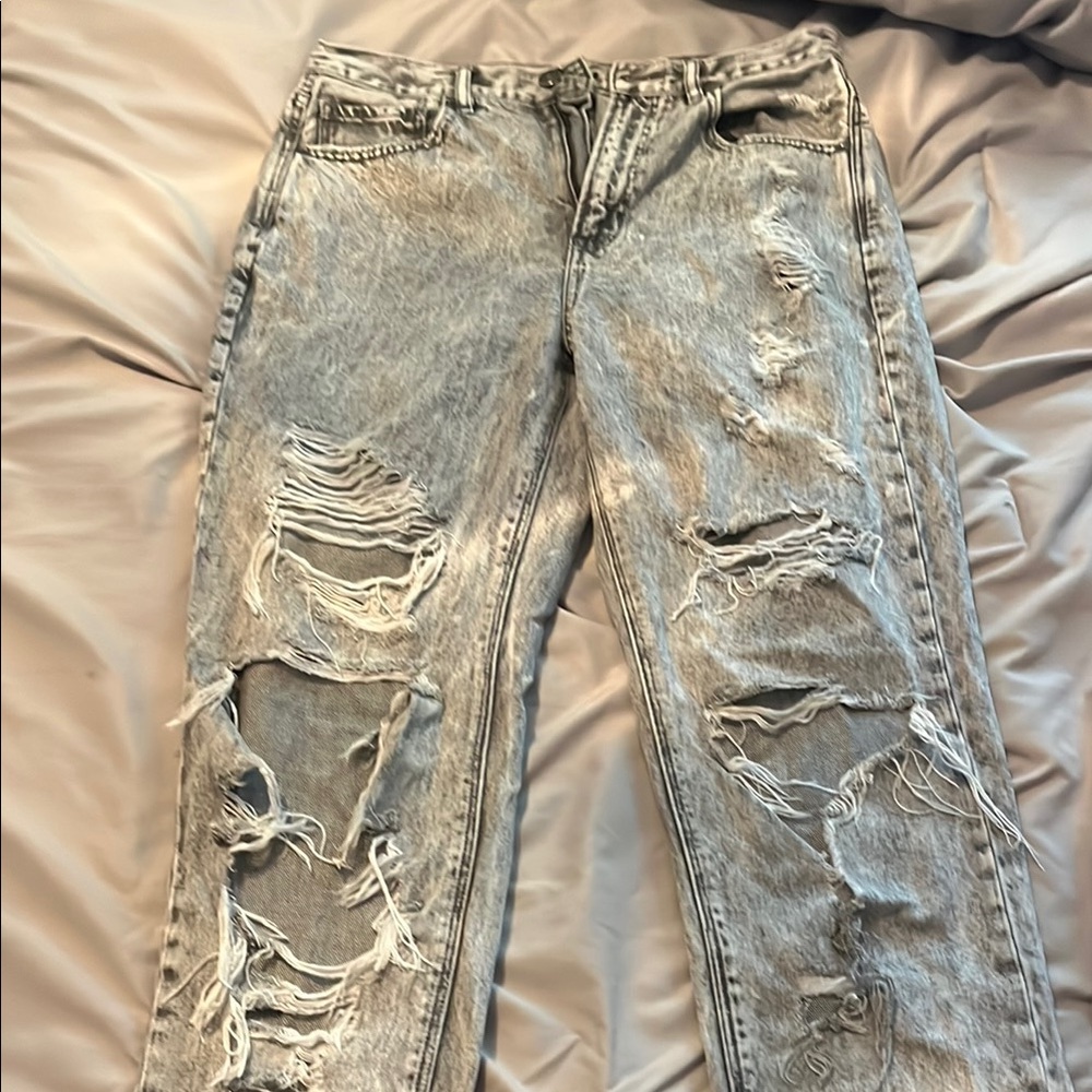 American Eagle Outfitters Gray Distressed Cropped Jeans